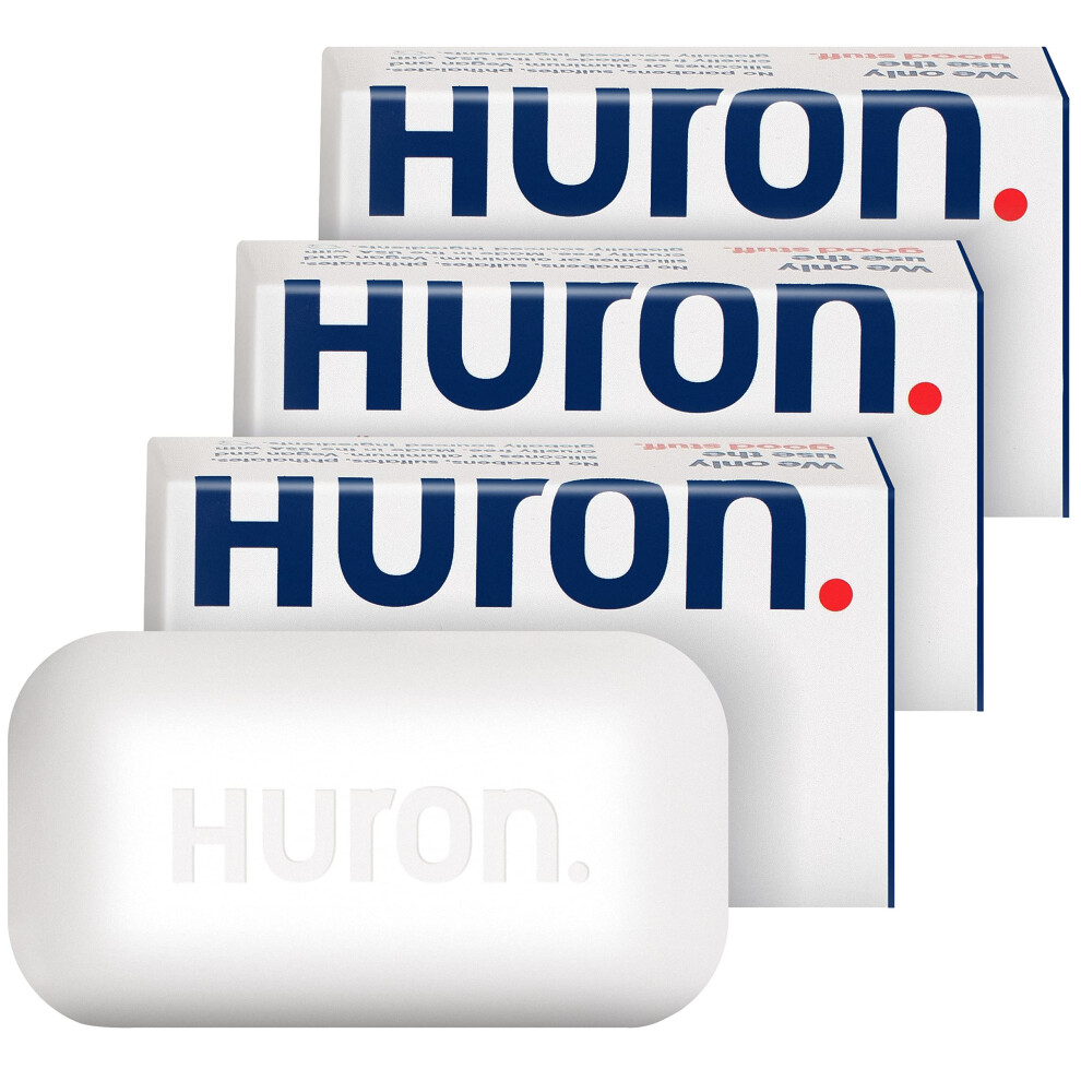 Huron Bar Soap - Citrus + Eucalyptus 3 Pack - Crisp & Invigorating Scent Of Citrus Eucalyptus Mint & Aromatic Greens