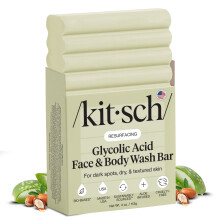Kitsch Glycolic Acid Face & Body Wash Bar - Eksfolierende stangs?be med sheasm?r til glattere, lysere hud - Blid s?be & kropsvask Kvinder & M?nd