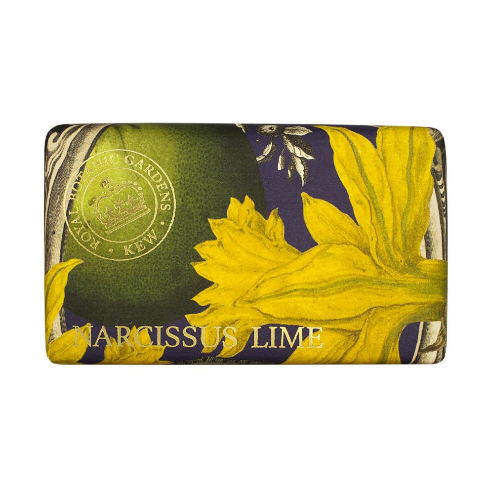 The English Soap Com Kew Gardens Narcissus Lime Scented Soap Bar 240G