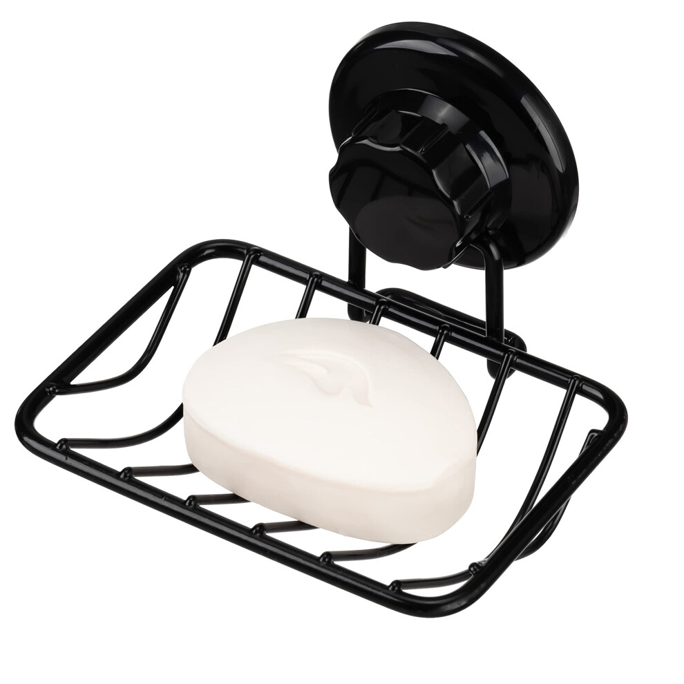 Ipegtop Super Powerful Vacuum Suction Cup Shower Soap Dish - Strong Rustproof Stainless Steel Soap Saver Sponge Holder For Bathroom & Kitchen Sink Bl