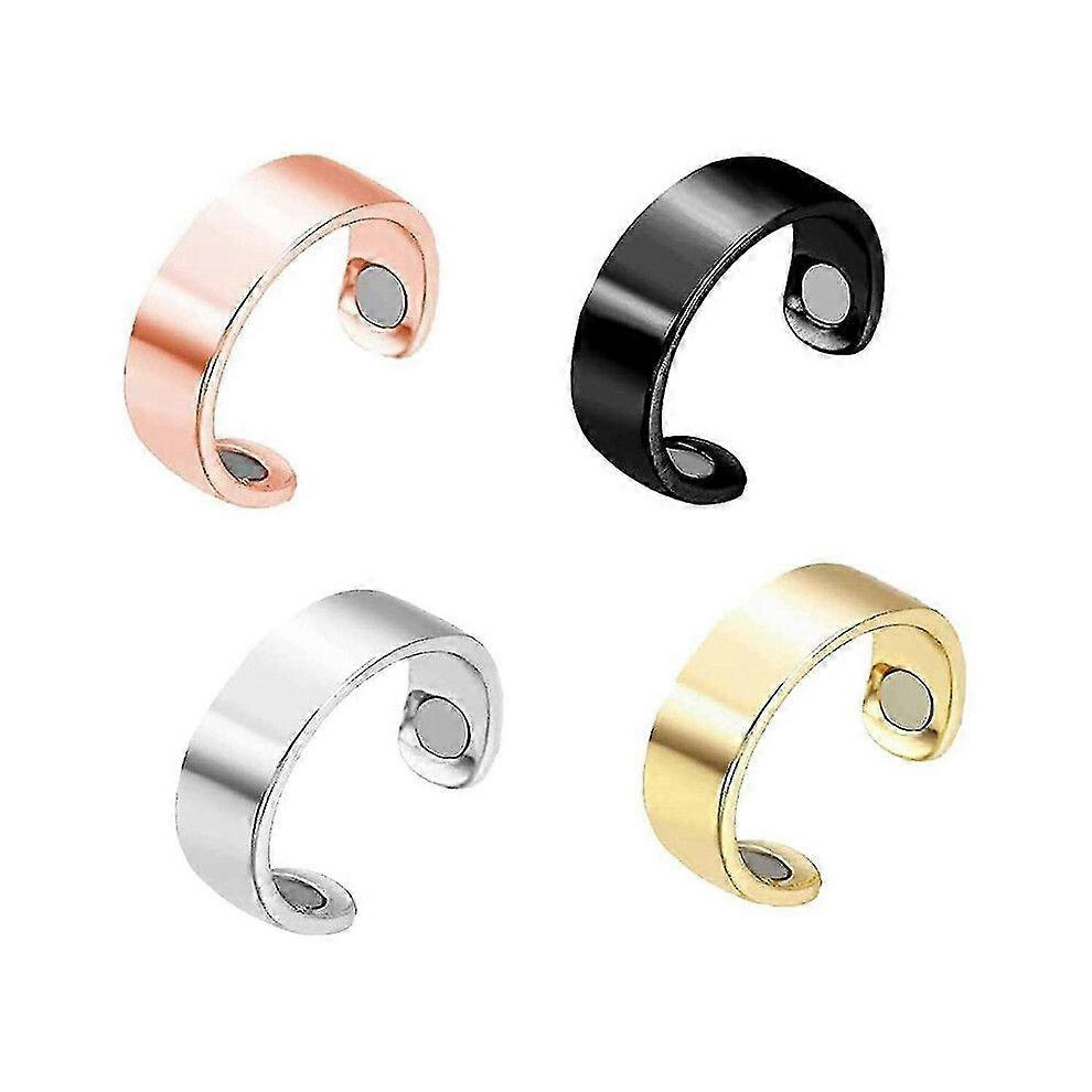 Kikidex (As Show, One Size) 4-Pack Lymph Drainage Therapy Magnetic Rings, Adjustable Lymph Drainage Ring Therapy Magnetic Rings