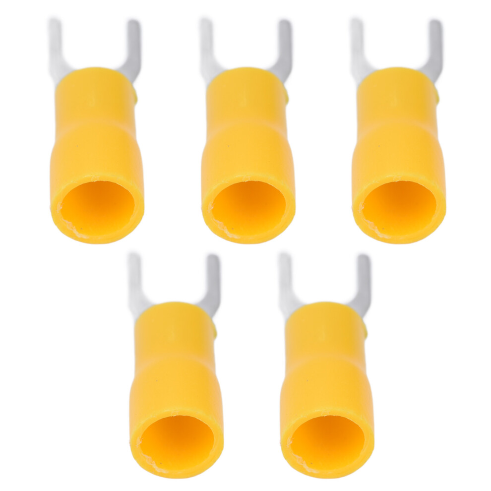 50Pcs Insulated Fork Terminals 14-12Awg, Yellow, Sv3.5-5/6 9491357759337