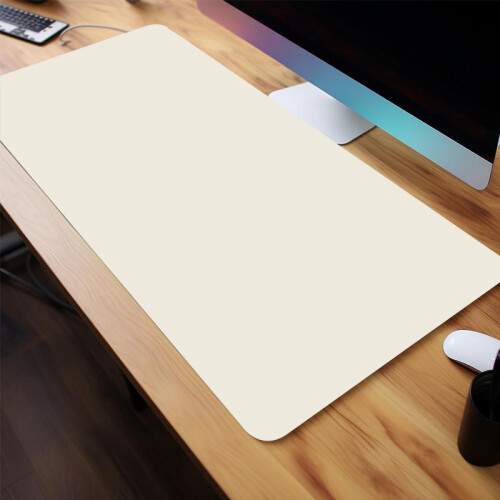 (Cream, M) Solid Color PU Leather Desk Mouse Pad, 1 Count Computer Desk Mat, Large Size Office Desk Protector Mat 1