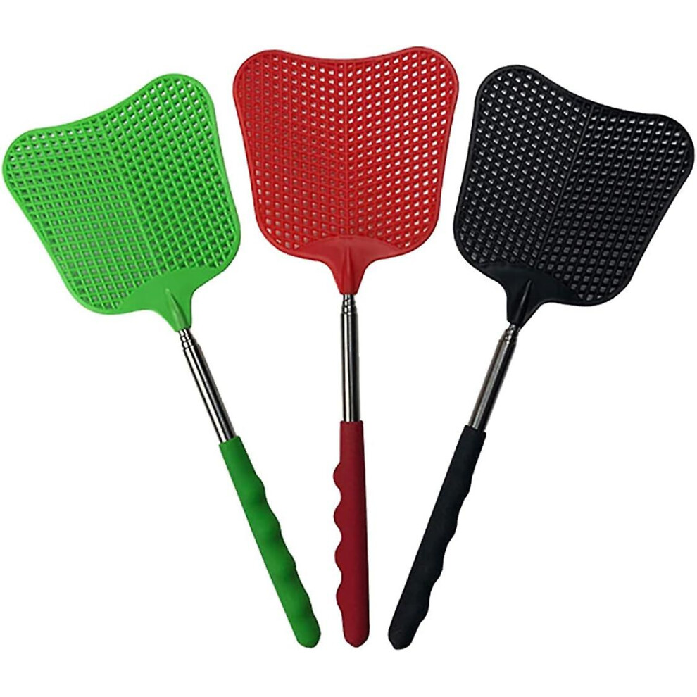 Kikidex (As Show, One Size) Fly Swatters Telescopic Handle 28.5 To 65 Cm Length Plastic Flies