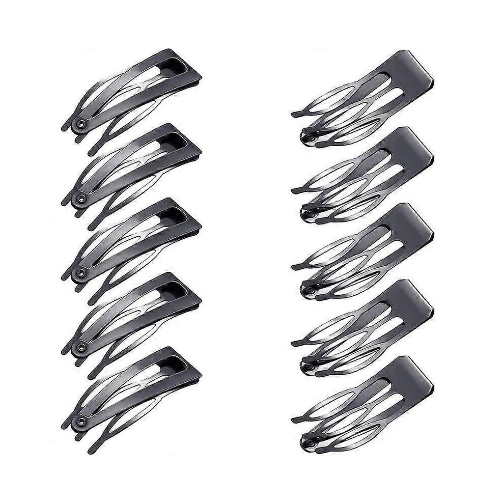 Kikidex (As Show, One Size) 24 Pieces Double Grip Hair Clips Metal Snap Hair Clips Hair Barrettes For Hair Making, Salon Supplies (Iron Black)