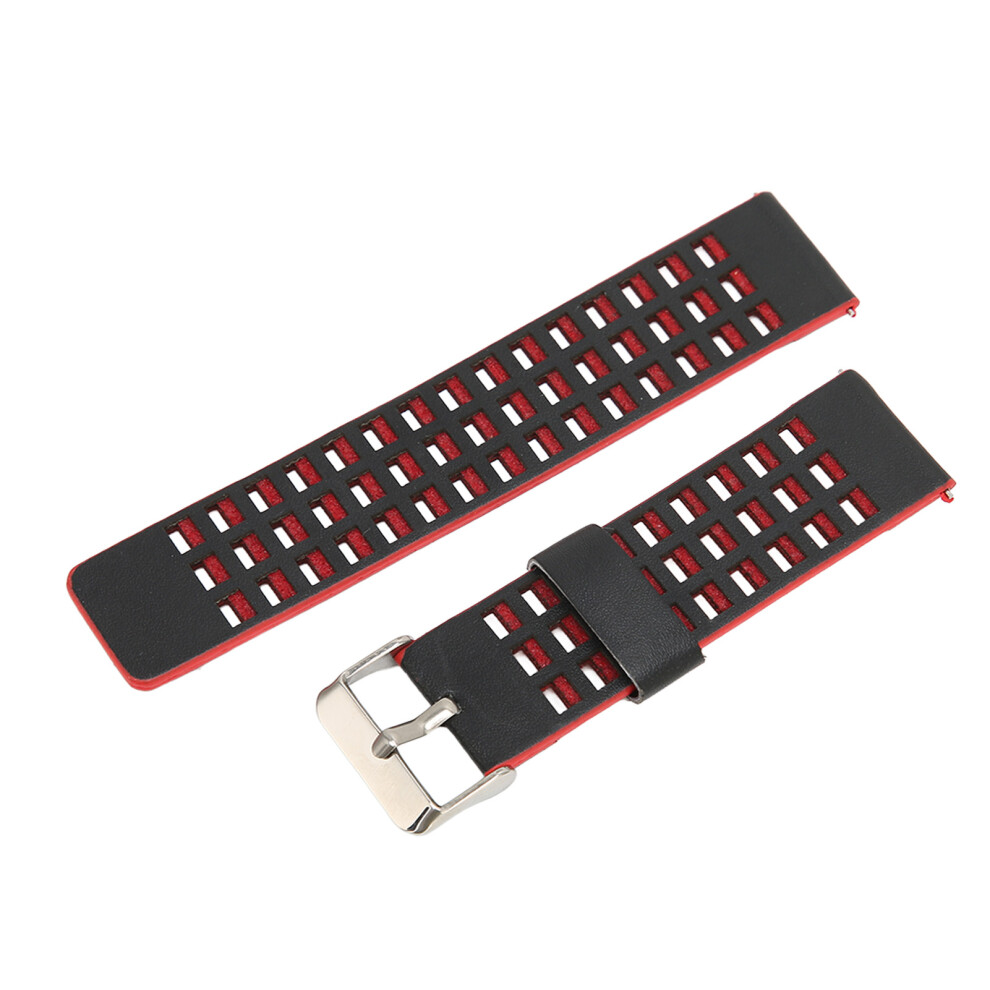 Leather Watch Band 22Mm For Realme Watch 2 & Gtr 3, Black/Red 4661357761677