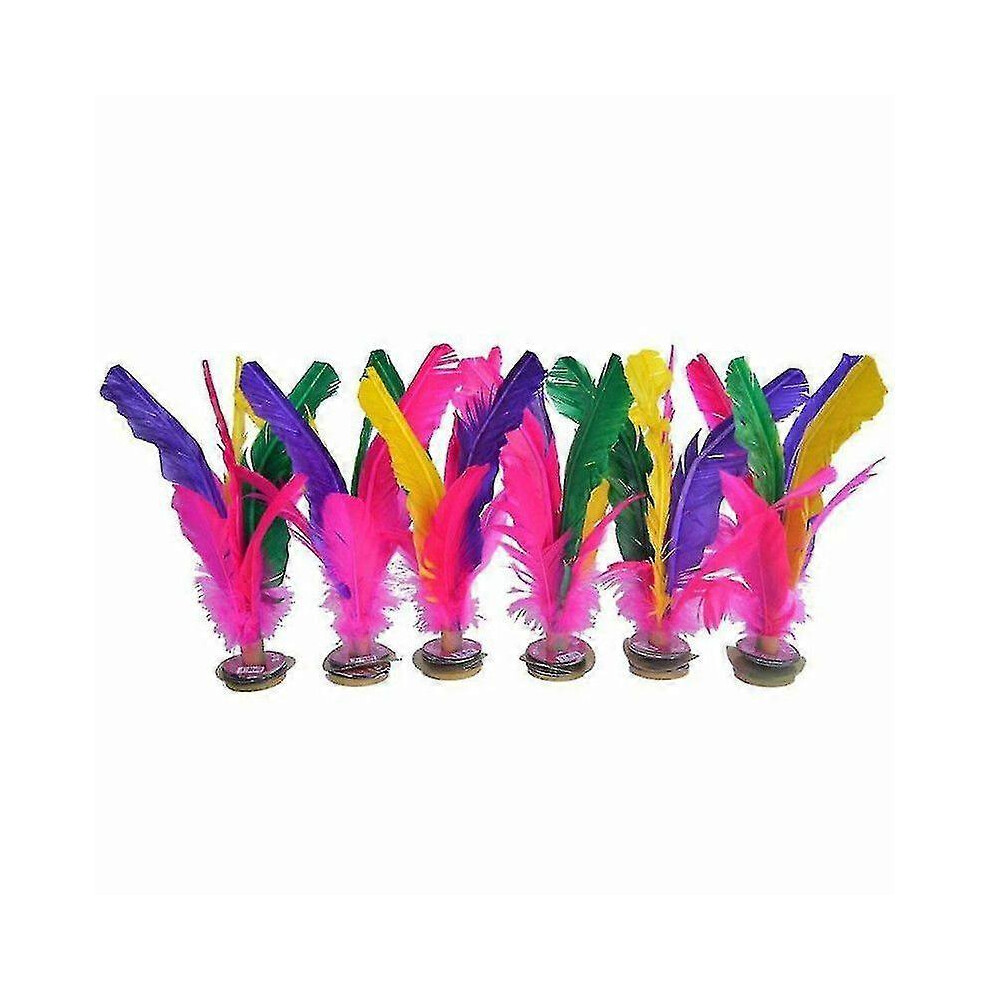 Kikidex (As Show, One Size) 6Pcs Feathers Kick Shuttlecock Chinese Jianzi Foot Sports Outdoor Toy Colorful