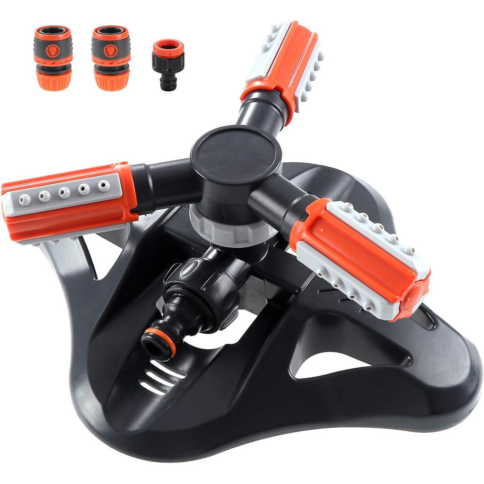 Kikidex (As Show, One Size) 3-Arm 360 Rotating Automatic Lawn Sprinkler Watering Irrigation