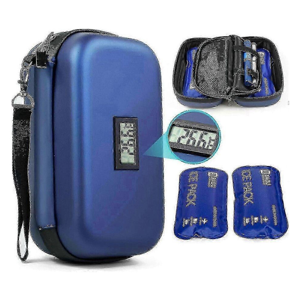 Kikidex (As Show, One Size) 24 Hour Insulin Cooler Travel Case Diabetic Cooler For Travel With Temperature Display Refrigerated Medicine Storage Bag With 2