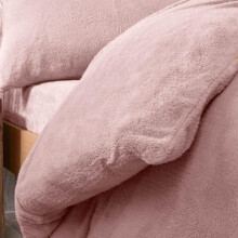 (Blush, Single) OHS Teddy Fleece Duvet Set Thermal Winter Warm Super Soft Cosy Plush Plump Duvet Cover and Pillowcase Bedding Set Home Bedroom
