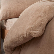 (Latte, King) OHS Teddy Fleece Duvet Set Thermal Winter Warm Super Soft Cosy Plush Plump Duvet Cover and Pillowcase Bedding Set Home Bedroom