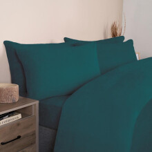 (Teal, Double) OHS Teddy Fleece Duvet Set Thermal Winter Warm Super Soft Cosy Plush Plump Duvet Cover and Pillowcase Bedding Set Home Bedroom