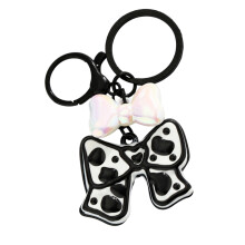 Bright Acrylic Bowknot Keychain Nontoxic Material Trendy-Black