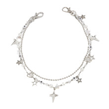Trendy Rhinestones Pearls Iron Chain Keychain For Jeans-1993