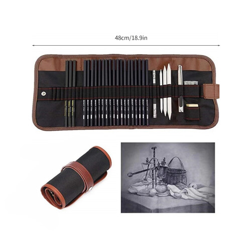 30PCS Drawing Sketching Charcoal Pencil Set with Storage Pouch 1