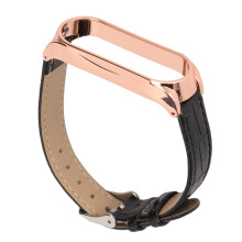 Leder-Uhrenarmband für Xiaomi Mi Band 6/5 NFC, Bambusmuster, Schwarz-Gold
