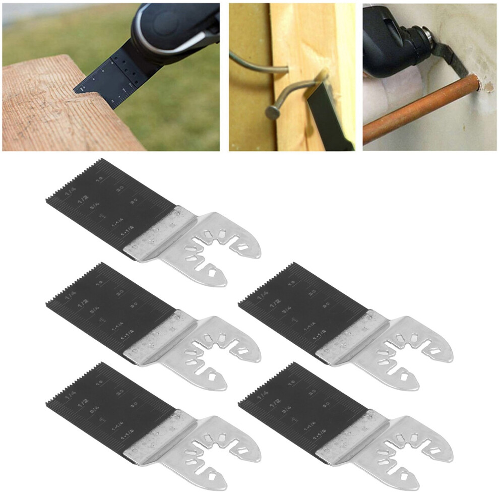 5Pcs Universal Quick Release Oscillating Multitool Blades For Wood & Plastic, 34Mm Bimetal 7901357766898