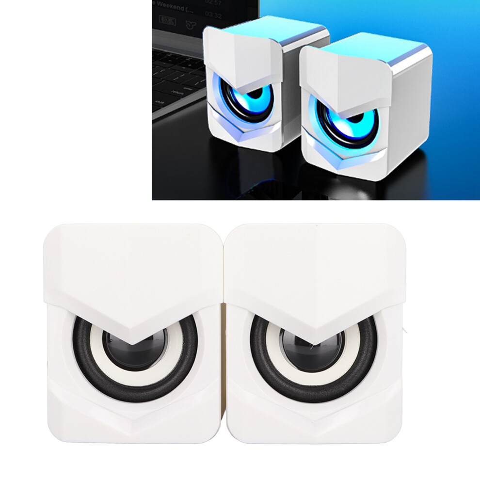 Usb Powered Mini Led Desktop Speaker With Heavy Subwoofer, 3W, White 4901357768505