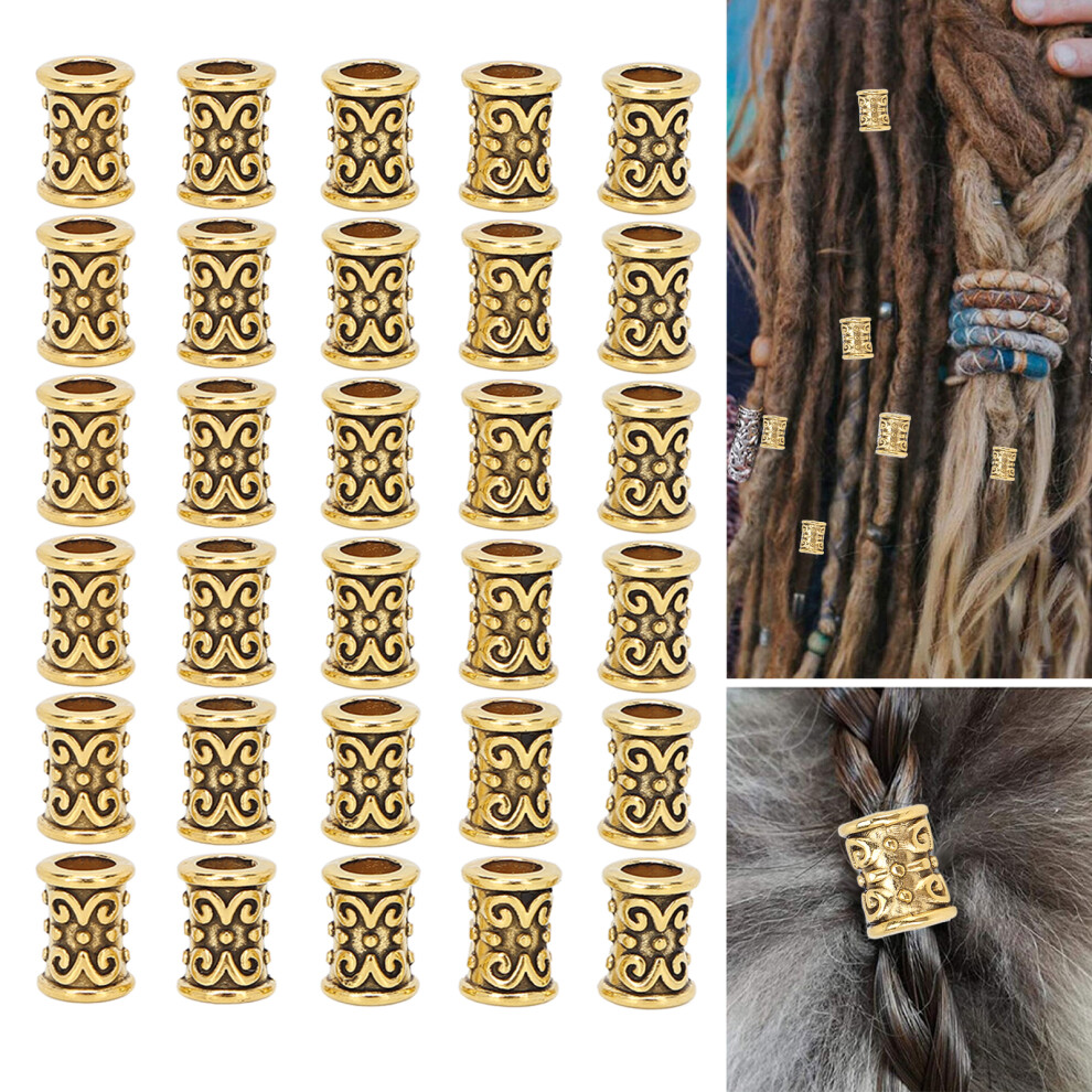 Unisex 30Pcs Retro Alloy Hair Tube Beads For Dreadlocks, Braids & Jewelry