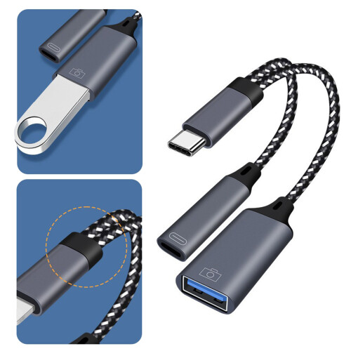 USB-C-auf-Typ-C/USB-Buchse-Y-Splitter-Adapter zum Laden von 2