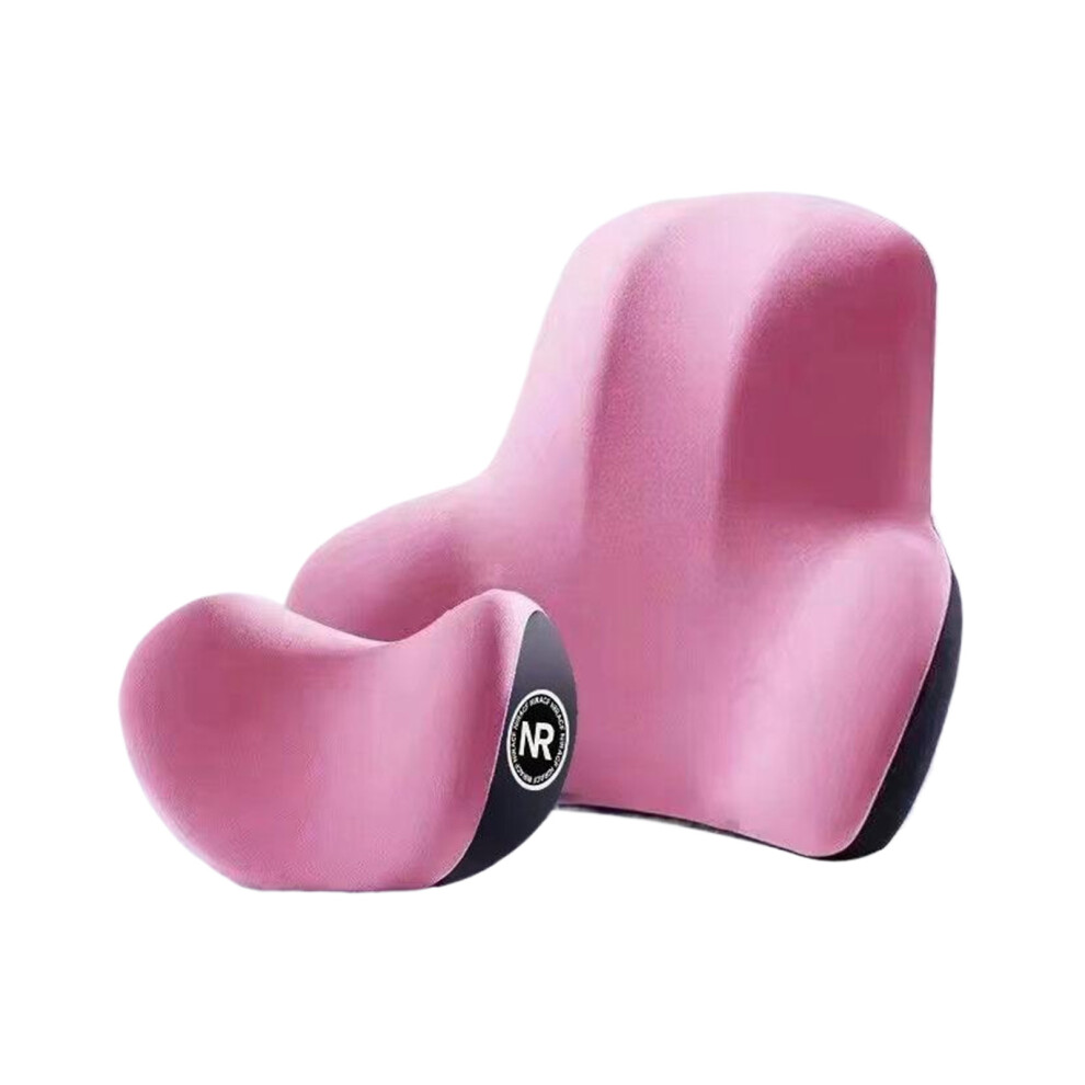(Pink) Comfort And Support Car Headrest Lumbar Support Pillow Set For Neck-image-OPC-PMQBZQ7-NEW
