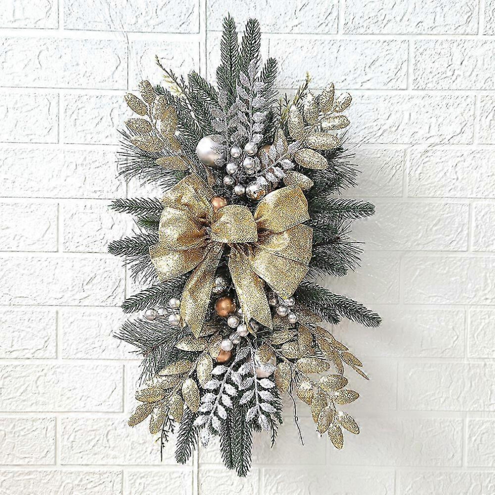 Kikidex (As Show, One Size) Christmas Wreath Home Atmosphere Decorative Garland ( Without Light) Gold