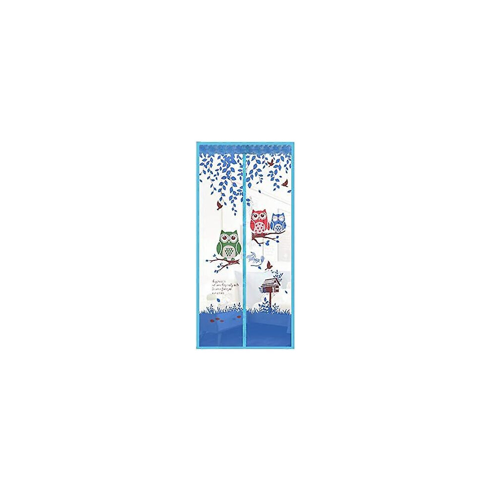Kikidex (As Show, One Size) Ruick Magnetic Door Anti-Mosquito Screen 100 X 210 Cm Automatically Mesh (, Owl) Blue