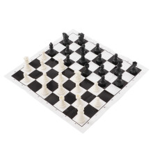 Portable Black & White Chess Set with Board for Camping & Travel (25.2x24.7cm)