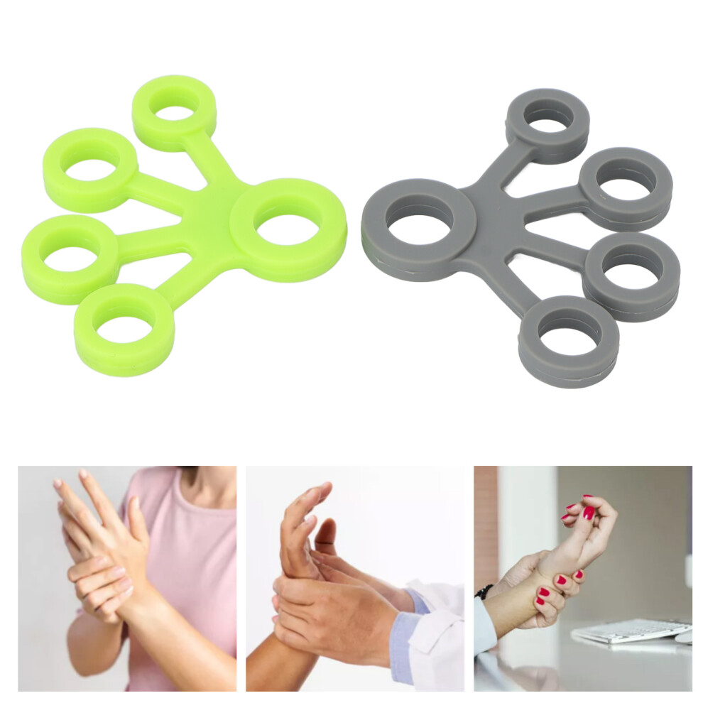 2pcs Silicone Finger Stretcher High Elasticity for Guitarists Green Grey 8.8lb