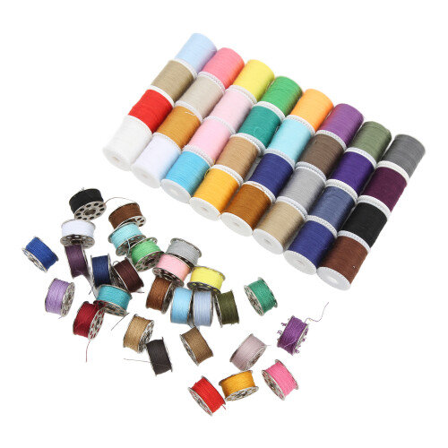 60-teiliges Multicolor-Polyester-Nähgarn-Set mit wiederverwendbarem Knäuel
