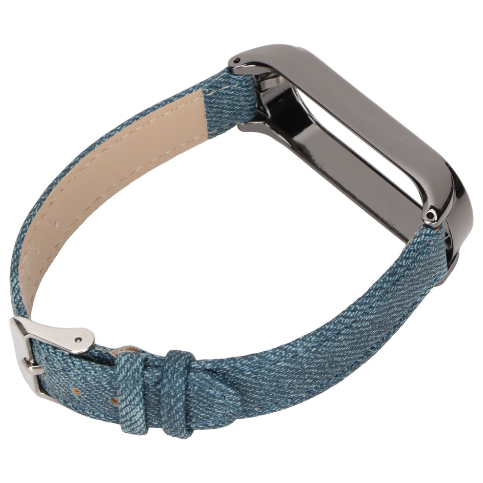 Retro Blue Denim Watch Strap For Xiaomi Mi Band 6 Nfc Black Shell Buckle Blue,Black 4361357773792