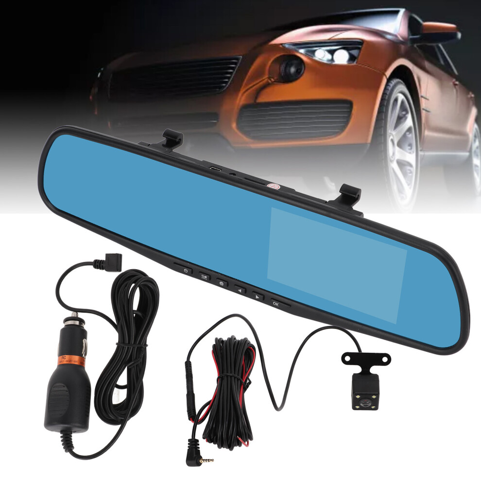 4.3In 1080P Mirror Dash Cam Dual Lens With Night Vision & Loop Recording 7891357775894