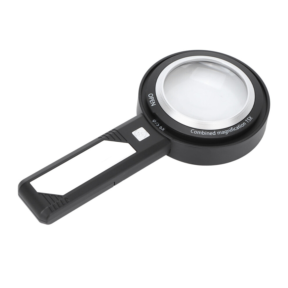 Handheld 6X/15X Magnifier with 6 LED Lights Ideal for Reading & Inspection