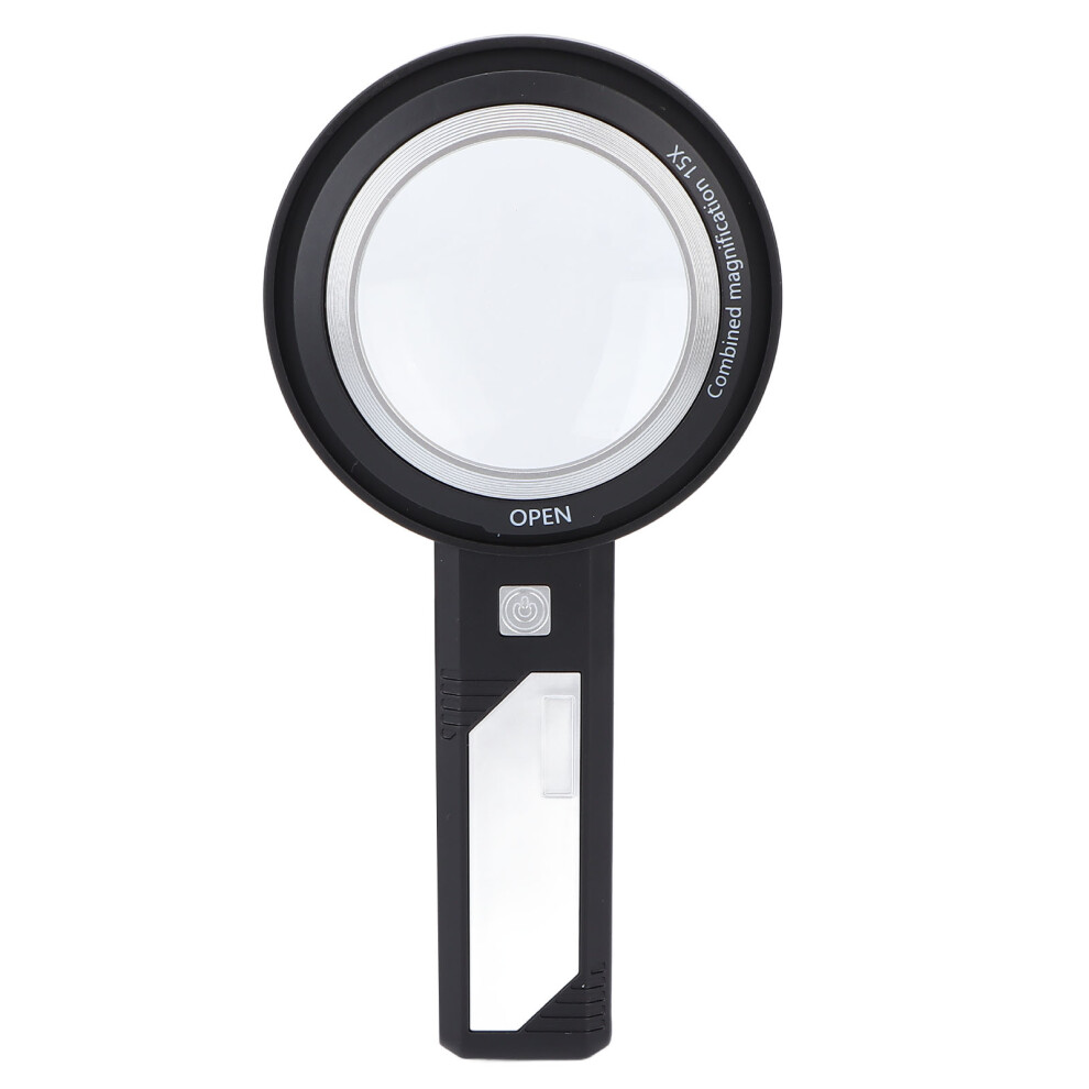 Handheld 6X/15X LED Magnifying Glass for Seniors with Dual Lenses