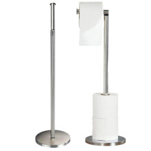 (Silver) Crystals 2 in 1 Toilet Paper Holder Black Bathroom Free Standing Tissue Roll Storage Rack Organiser - Holds up to 5 Rolls