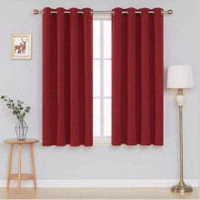 (Red, 90 x 54) Thermal Blackout Curtains Set of 2 – Energy Saving, Noise Reducing Window Panels UK