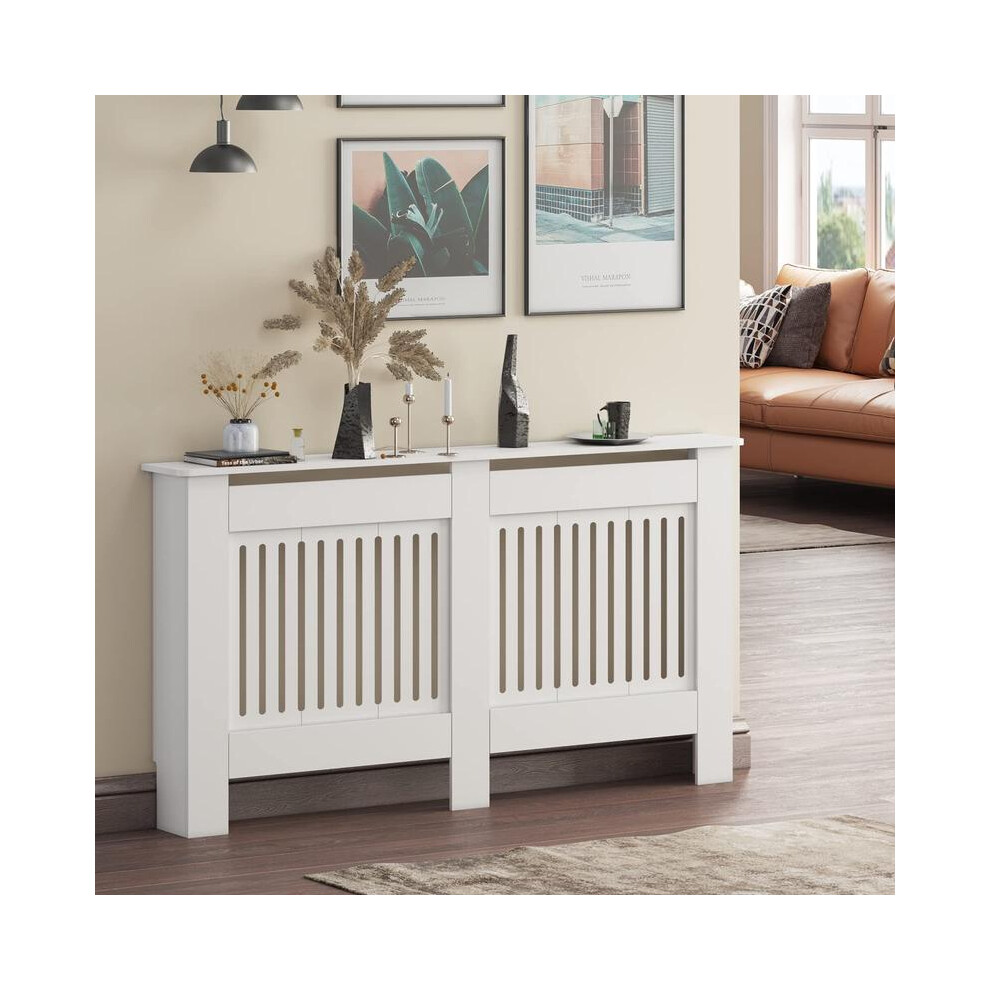(19D X 109W X 82H, Grey) Radiator Cover Grey Modern Mdf Vertical Slats Wooden Top Cabinet For Living Room Bedroom Hallway 5042208014422
