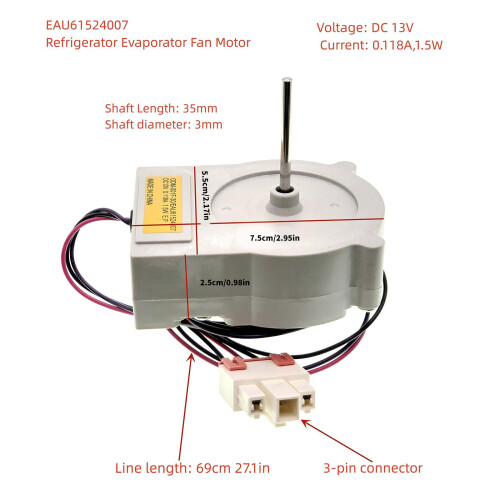 13V 1.5W 0.118A EAU61524007 Refrigerator Fan Motor Assembly For 2