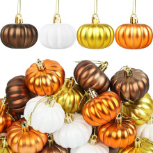 Mini Pumpkin Hanging Ornaments - 2-Inch, 12/24-Piece Halloween Tree Decor, Autumn Pumpkin Decorations