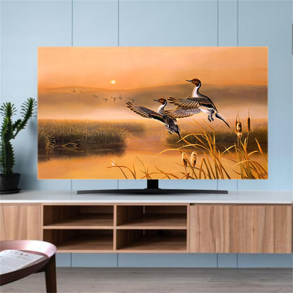 Tv Dust Cover Modern Print Universal Elastic All-Inclusive Protection For 32-80 Inch Televisions And Pc Displays Orange 9339159976746