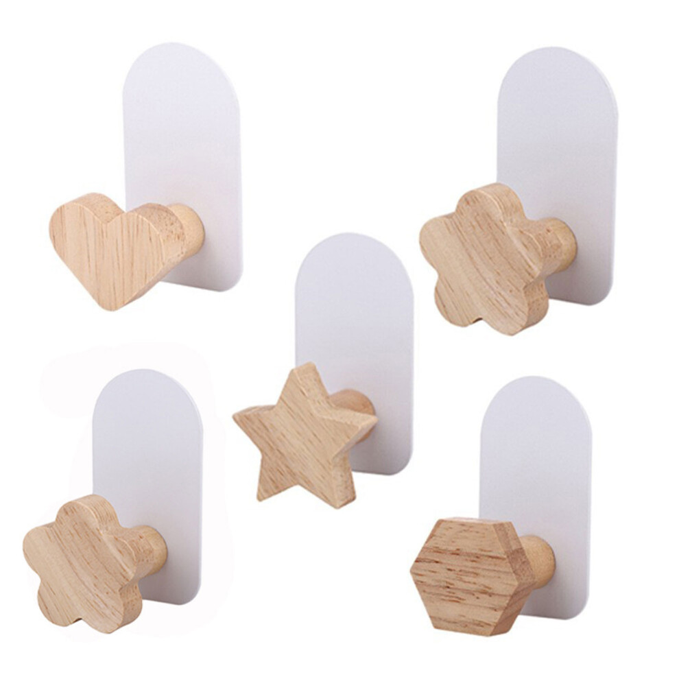 (Style 25pcs) 5pcs Colourful Wall Hooks Premium Wood For Easy Organization Easy To-image-OPC-PMQCXYD-NEW