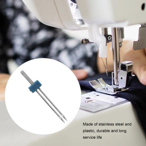 18Pcs Sewing Double Needles Set with Threader, Stainless Steel, 3.7cm 2
