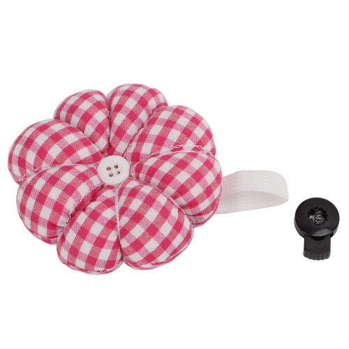 Exquisite Fluffy Pumpkin Pin Cushion for Sewing - Rose Red Check 1