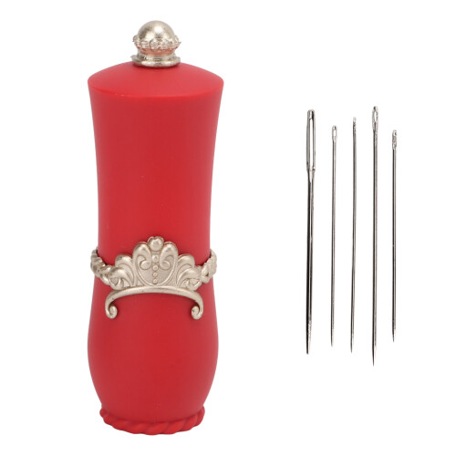 Exquisite Red Lipstick Style Needle Organizer with Retractable Cushion 1