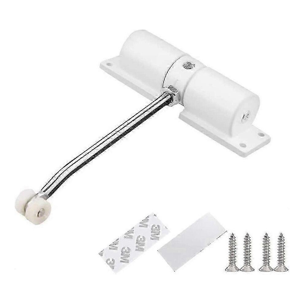 Kikidex (As Show, One Size) Automatic Door Closer, Zinc Alloy Adjustable Spring Door Closer With Mounting Plate And Screws, 40Kg(White) White