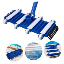 Heavy Duty Swimming Pool Vacuum Head With Brush Attachment And Flexible Handle For Debris And Leaves Universal Fit