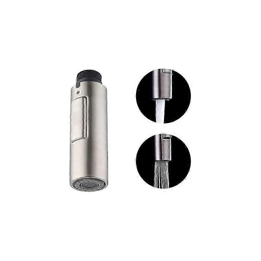 Kikidex (As Show, One Size) Replacement Kitchen Faucet Nozzle Hand Shower Universal Removable Faucet Head G1/2 304 Stainless Steel Brushed