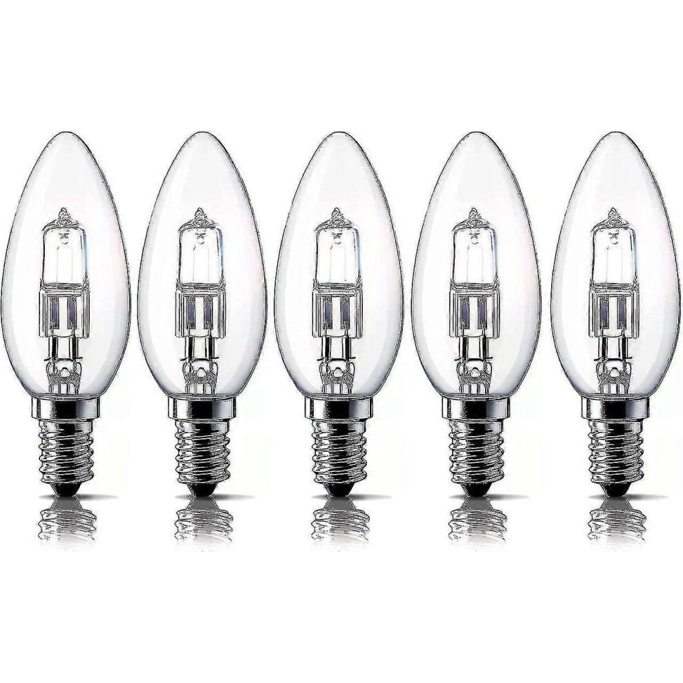 Kikidex (As Show, One Size) E14 28W Halogen Candle Light Bulbs, Small Edison Screw Bulb (Ses) 2700K Warm Dimmable Pack Of 5 White
