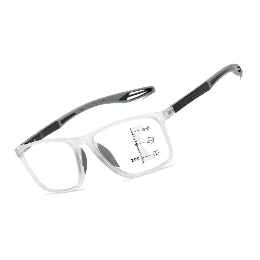Blue/Light Progressive Multifocus Reading Glasses With Anti Portable Trifocal Eyeglasses, Color Transparent, Size 3.5X