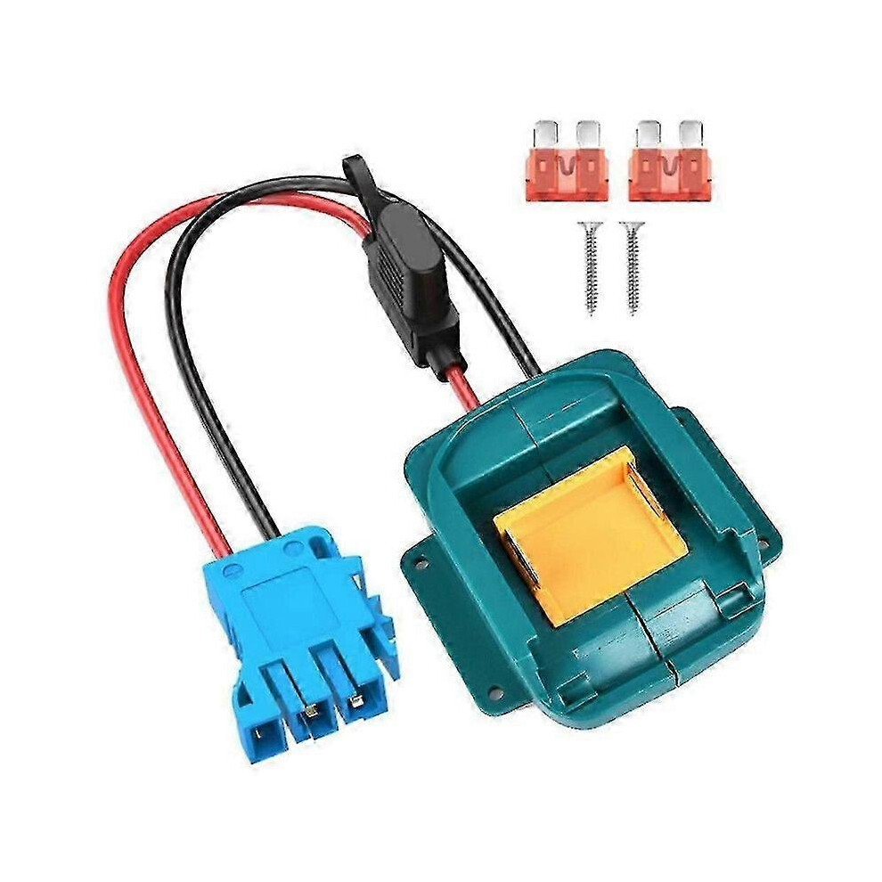 Kikidex (As Show, One Size) Power Wheel Adapter For 18V Battery With Wire Harness Connector & Fuse For Peg-Perego 12 Volt Power